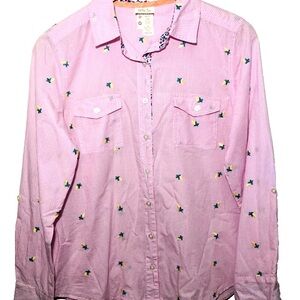 Matilda Jane Pink Gingham Shirt Size M Embroidered Corn Country Fun
